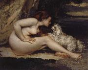 Gustave Courbet Nude Woman with Dog painting